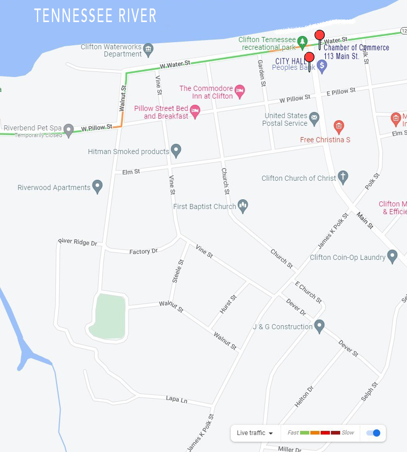 map of clifton, tn